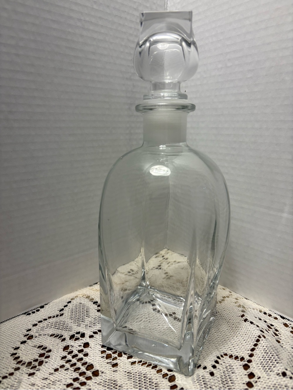Vintage Luigi Bormioli Italian Blown Glass Decanter with Stopper .